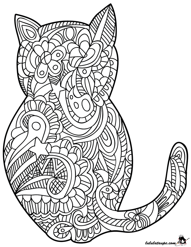 Coloriage Antistress ; Un Chat - Lulu La Taupe, Jeux Gratuits Pour Enfants dedans Coloriage Animaux 9 Ans