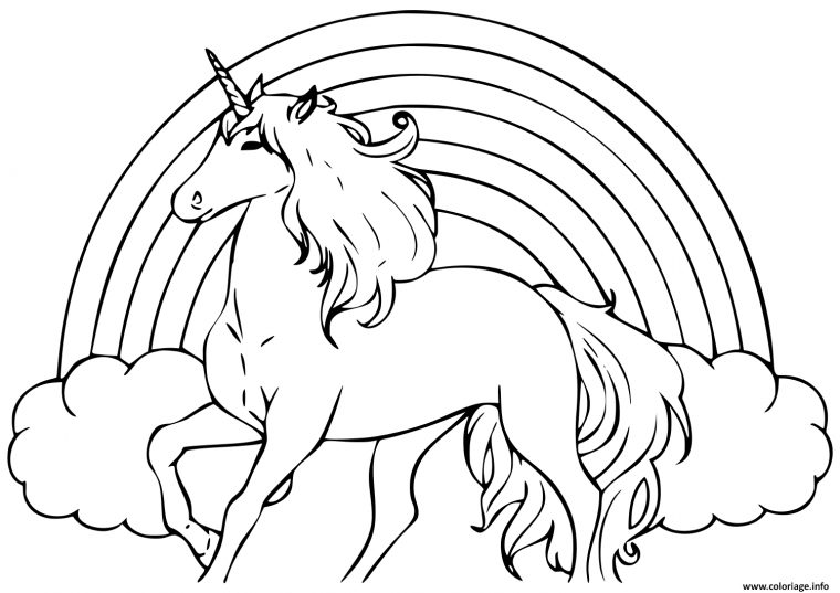 Coloriage Arc En Ciel Avec Une Licorne Dessin Arc En Ciel À Imprimer dedans Arc En Ciel Coloriage En Ligne