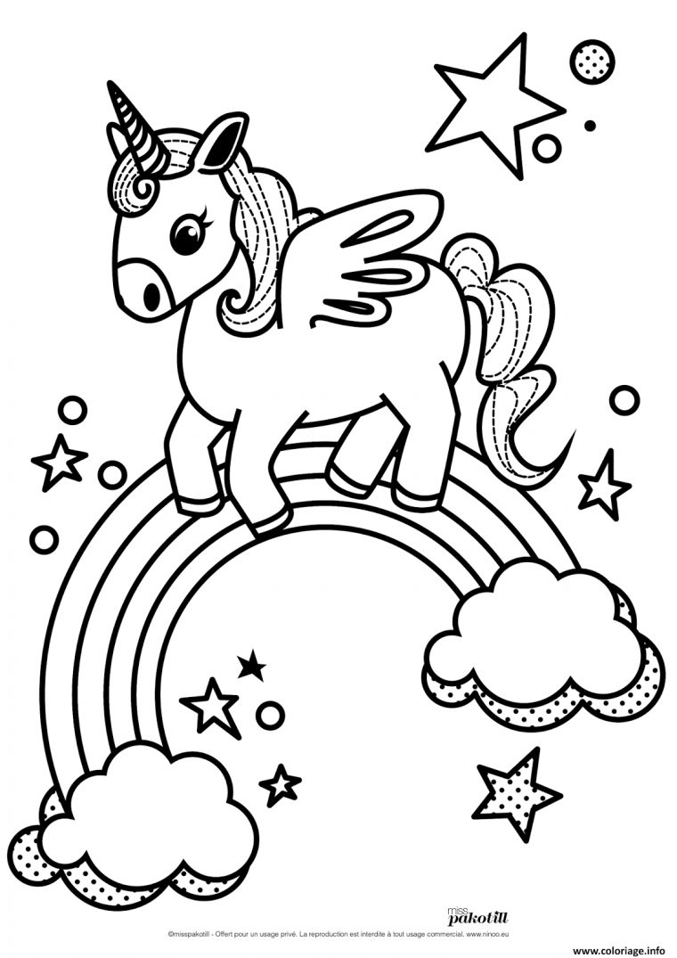 Coloriage Arc En Ciel Licorne Kawaii Dessin Arc En Ciel À Imprimer pour Arc En Ciel Coloriage En Ligne