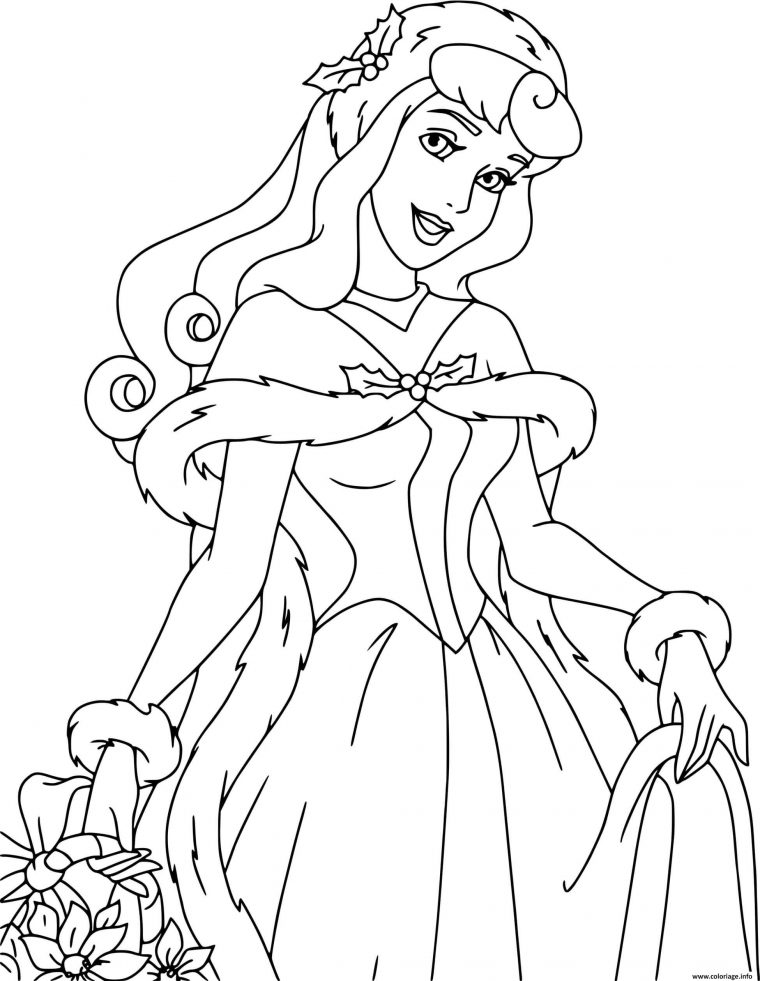 Coloriage Aurora Ready For Christmas Dessin Noel Disney À Imprimer à Dessin A Imprimer Disney