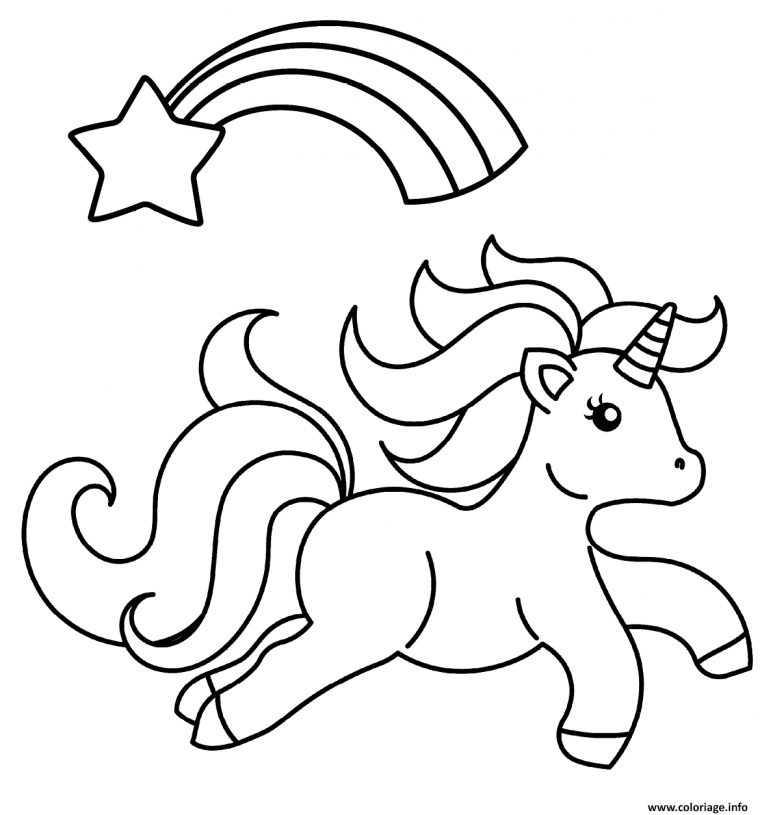 Coloriage Bebe Licorne Magique Avec Un Arc En Ciel Et Une Etoile Dessin tout Coloriage Licorne Kawaii Mandala