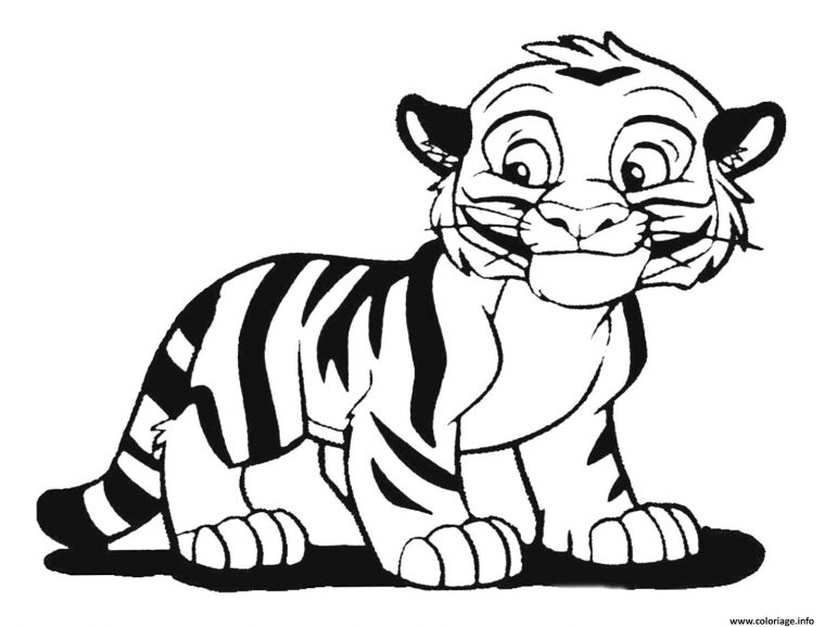 Coloriage Bebe Tigron Heureux Dessin serapportantà Dessin A Colorier Tigre Gratuit A Imprimer