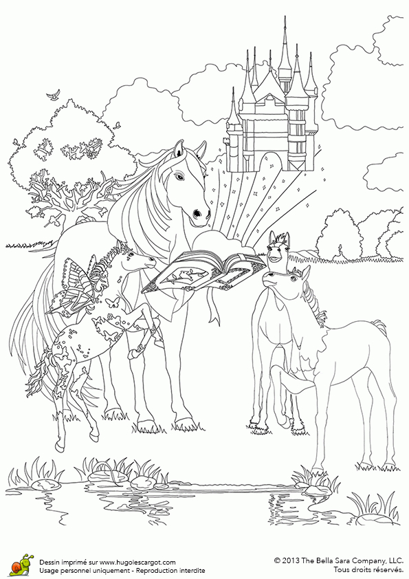 Coloriage Bella Sara Château Et Chevaux | Horse Coloring Pages, Unicorn encequiconcerne Hugo L'Escargot Dessin Licorne
