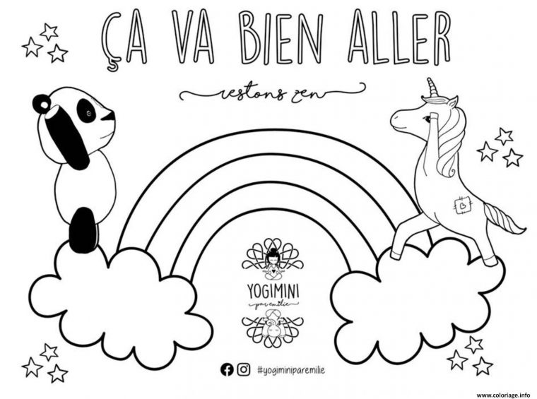 Coloriage Ca Va Bien Aller Arc En Ciel Avec Licorne Et Panda Dessin dedans Arc En Ciel Coloriage En Ligne