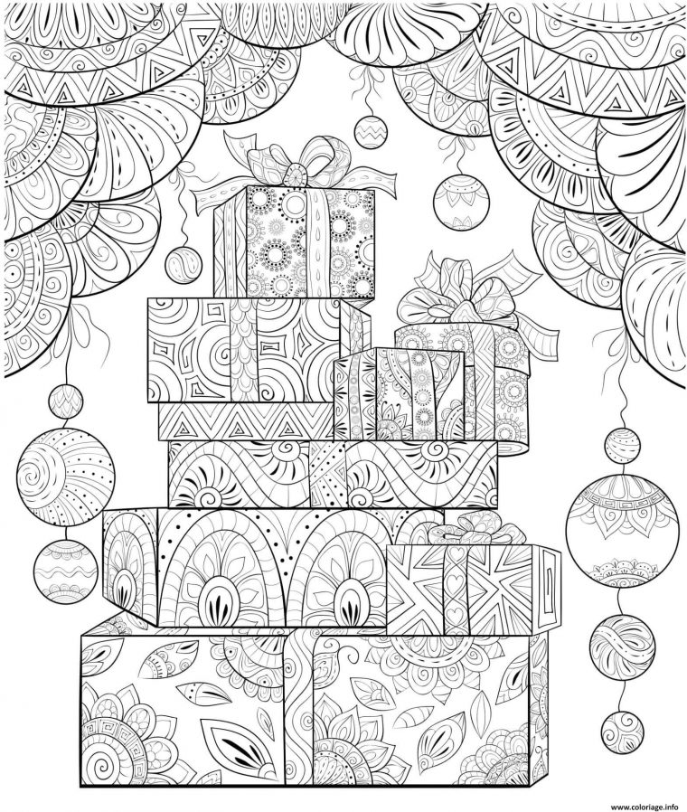 Coloriage Cadeaux De Noel Mandala Anti Stress Dessin Noel Adulte À Imprimer intérieur Coloriage En Ligne Noel