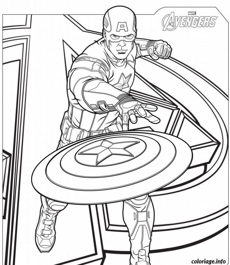 Coloriage Captain America Avengers Dessin Avengers À Imprimer pour Coloriage En Ligne Avengers