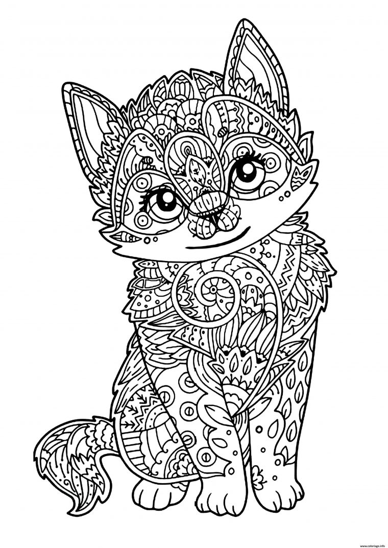 Coloriage Chat Mignon Chaton Adulte Dessin Adulte À Imprimer avec Coloriage En Ligne Pour Adulte