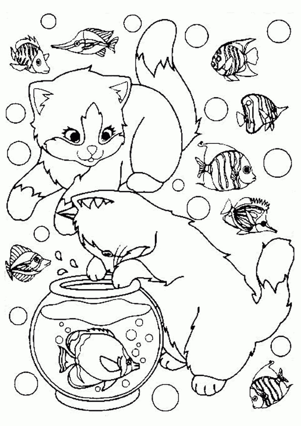 Coloriage Chat Poisson 4 Sur Hugolescargot serapportantà Coloriage Animaux 4 Ans