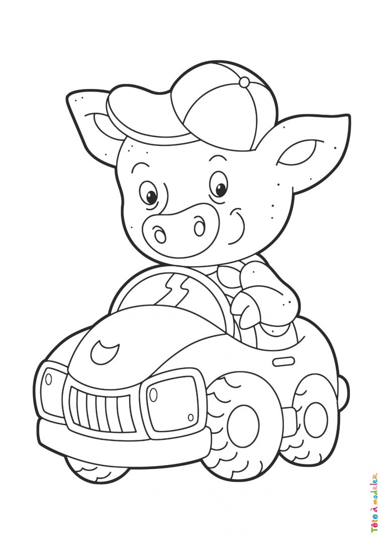 Coloriage Cochon #08 : Un Dessin À Imprimer De Tête À Modeler encequiconcerne Coloriage Animaux 6 Mois