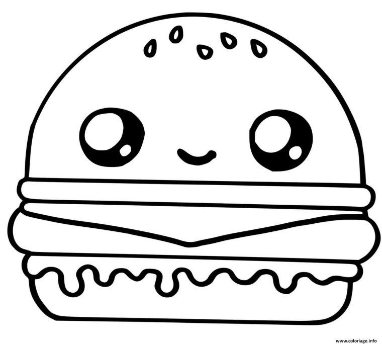 Coloriage Cute Hamburger Food Kawaii Dessin Kawaii À Imprimer à Dessins A Colorier Hamburger Chat