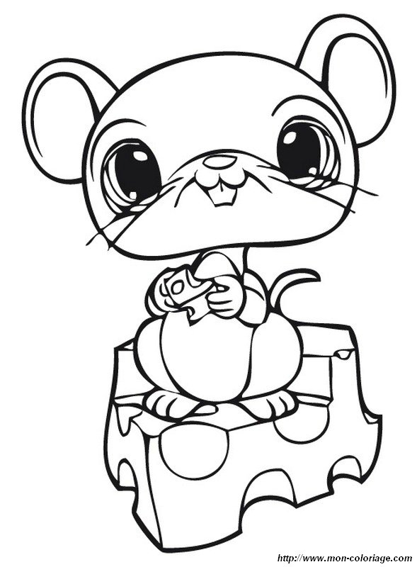 Coloriage De Petshop, Dessin Petite Souris Qui Mange Du Fromage À Colorier concernant Dessin A Colorier Facile Souris