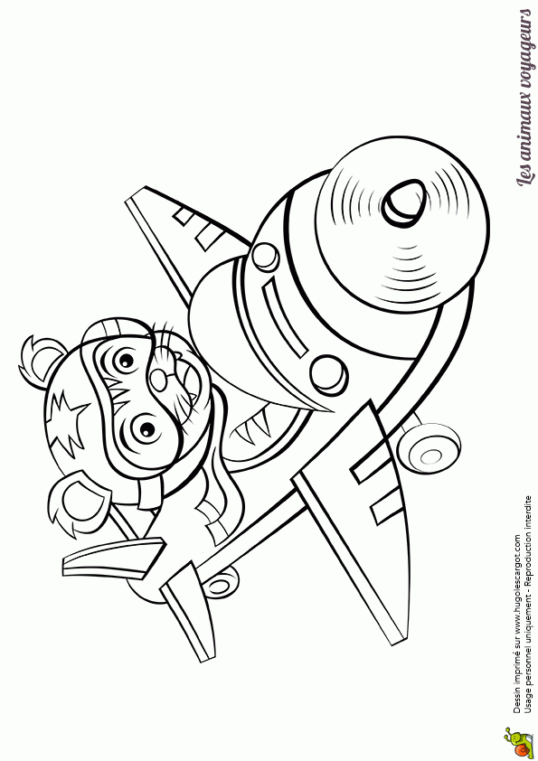 Coloriage Des Animaux Voyageurs, Le Tigre Et L'Avion À Hélice à Coloriage Animaux 7 Ans