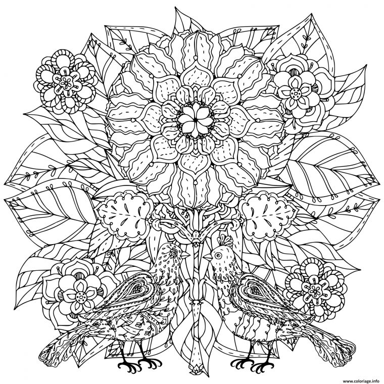 Coloriage Des Fleurs Et Des Papillons Art Therapie Dessin Adulte À Imprimer avec Coloriage En Ligne Pour Adulte