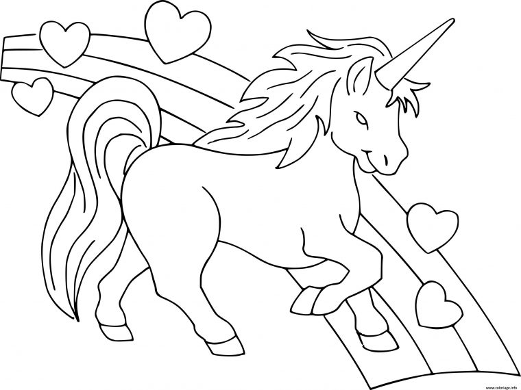 Coloriage Dessin Licorne Coeur Arc En Ciel Dessin Dessin À Imprimer à Arc En Ciel Coloriage En Ligne