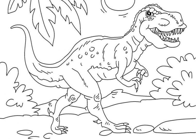 Coloriage Dinosaure – Tyrannosaurus Rex – Coloriages Gratuits À dedans Dessin A Colorier Facile T Rex
