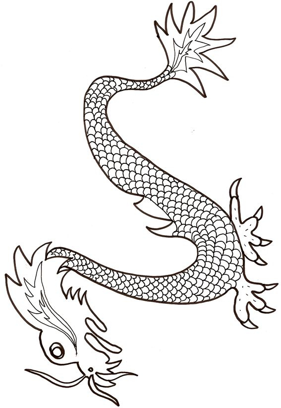 Coloriage Dragon Chinois À Écailles | Coloriage Dragon, Coloriage, Écaille pour Animaux Du Zodiaque Chinois Coloriage