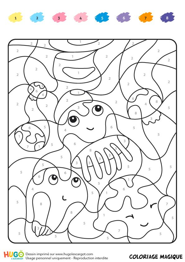 Coloriage Et Illustration D'Un Coloriage Magique Ce1 De Petites Méduses avec Coloriage Magique Table 7