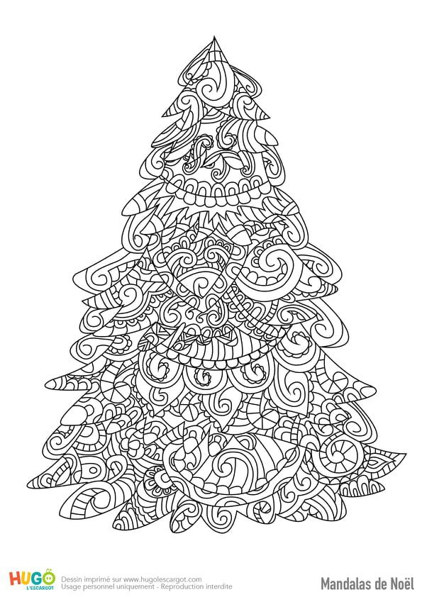 Coloriage Et Illustration D'Un Mandala Sapin De Noël. Comme Chaque dedans Décoration De Noël Hugo L'Escargot