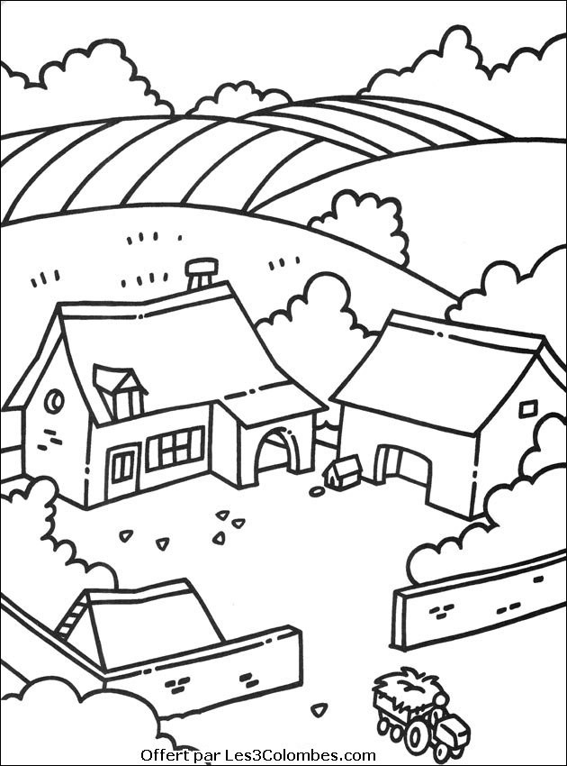 Coloriage Ferme Et Champs Dessin Gratuit À Imprimer avec Coloriage Animaux Ferme À Imprimer