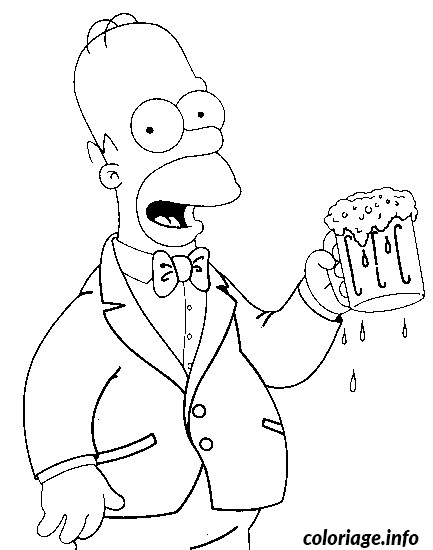 Coloriage Homer Simpson Bois De La Bière Dessin Gratuit À Imprimer dedans Dessin A Colorier Facile Simpson