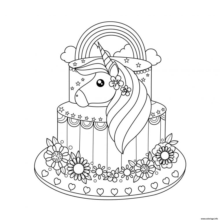 Coloriage Janvier Enfant Licorne Gateau Dessin Fille Ado À Imprimer tout Coloriage En Ligne Pour Ado