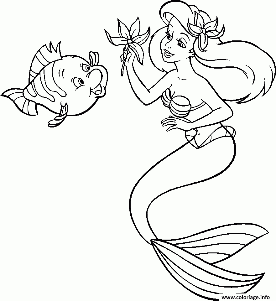 Coloriage La Petite Sirene Ariel Offre Une Fleur Dessin Ariel La Petite à Dessin De Sirene A Colorier Et A Imprimer