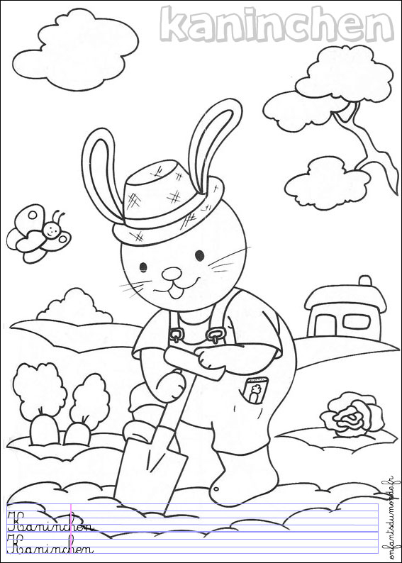 Coloriage Lapin 4 .:. Coloriages Animaux Domestiques En Allemand destiné Coloriage Animaux 4 Ans