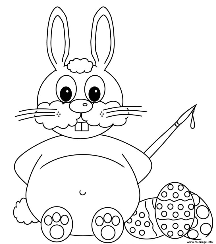 Coloriage Lapin De Paques Avec Des Oeufs De Paques Pour Peinturer à Coloriage En Ligne Oeuf De Paques