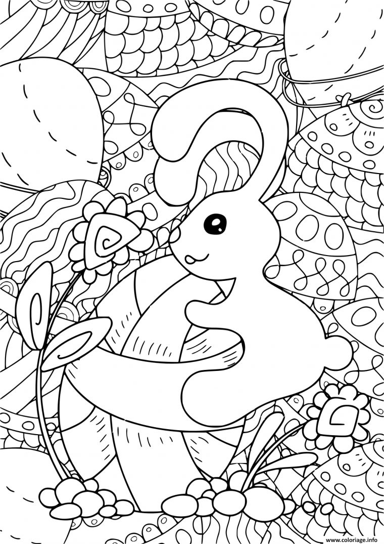 Coloriage Lapin Paques Pour Adulte Et Enfants Antistress Dessin Paques tout Coloriage En Ligne Pour Adulte