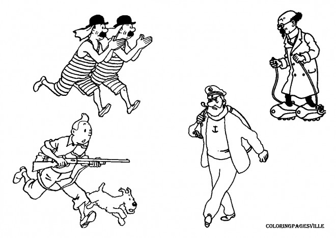 Coloriage Les Personnages De Tintin Dessin Gratuit À Imprimer destiné Dessin A Colorier Tintin A Imprimer