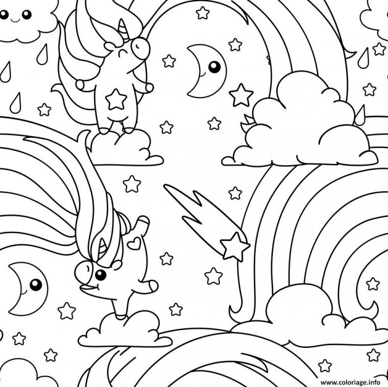 Coloriage Licorne Arc En Ciel Unicorn Pattern Dessin Licorne À Imprimer pour Coloriage Licorne Kawaii Mandala