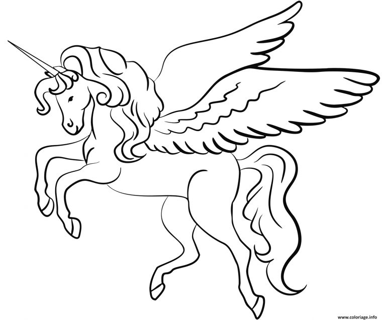 Coloriage Licorne Avec Des Ailes Dessin Licorne À Imprimer serapportantà Coloriage Licorne Kawaii Mandala