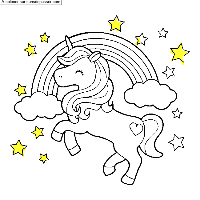 Coloriage Licorne Et Arc-En-Ciel - Sans Dépasser dedans Arc En Ciel Coloriage En Ligne