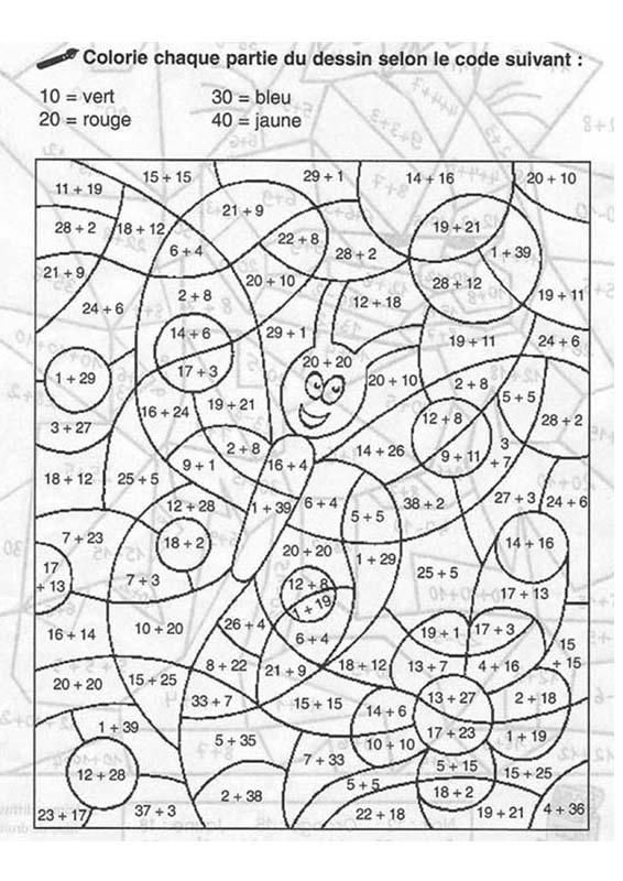 Coloriage Magique Addition À Colorier – Dessin À Imprimer | Math avec Coloriage Magique Décimaux