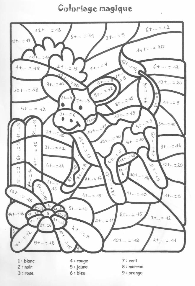 Coloriage Magique Addition Simple En Ligne Dessin Gratuit À Imprimer concernant Coloriage Magique Division