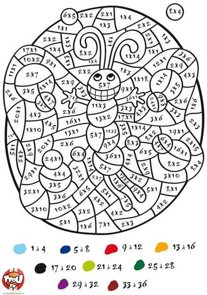 Coloriage Magique Avec Les Tables De Multiplication | Math Coloring concernant Dessin Coloriage Magique Multiplication