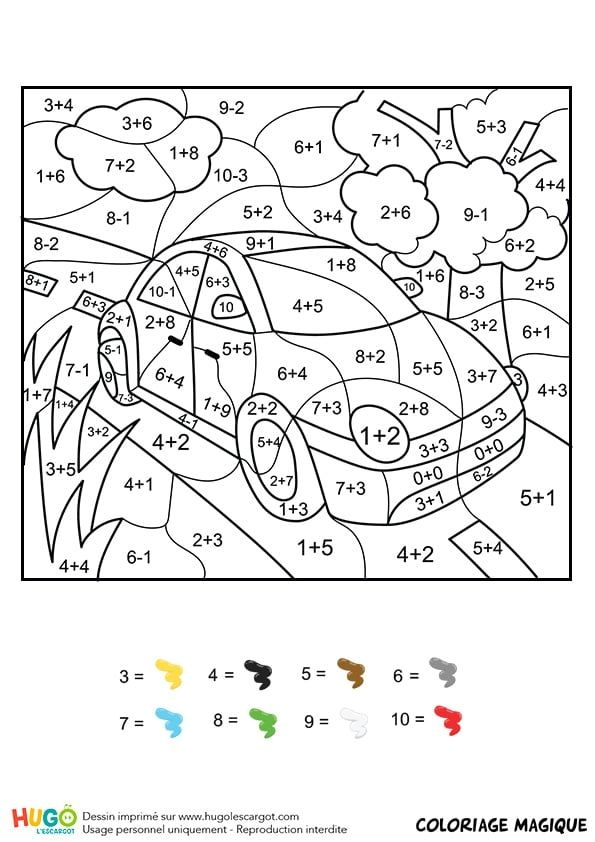 Coloriage Magique Ce1 : Une Voiture Rouge | Coloriage Magique Ce1 intérieur Coloriage Magique Cp Addition