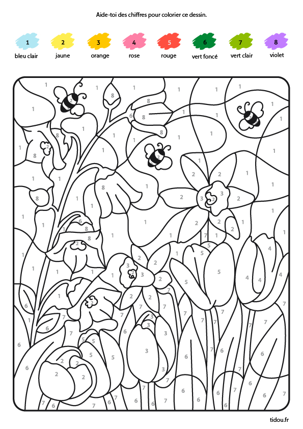 Coloriage Magique, Des Abeilles Et Des Fleurs – Tidou.fr à Coloriage À Imprimer Animaux 4 Ans