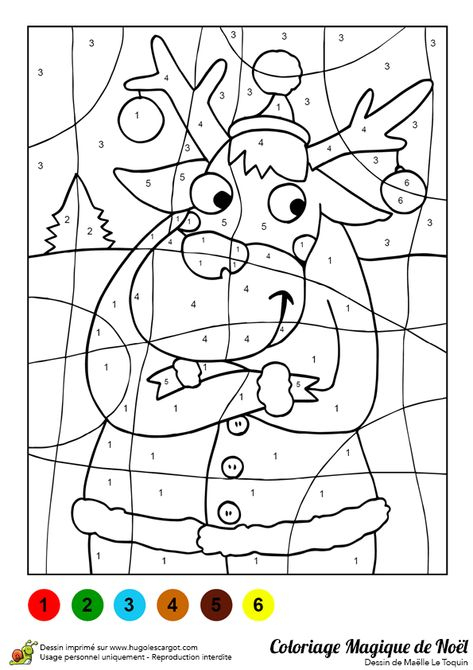 Coloriage Magique D'Un Joyeux Renne De Noël | Coloriage Magique Noel serapportantà Objectif Coloriage Magique