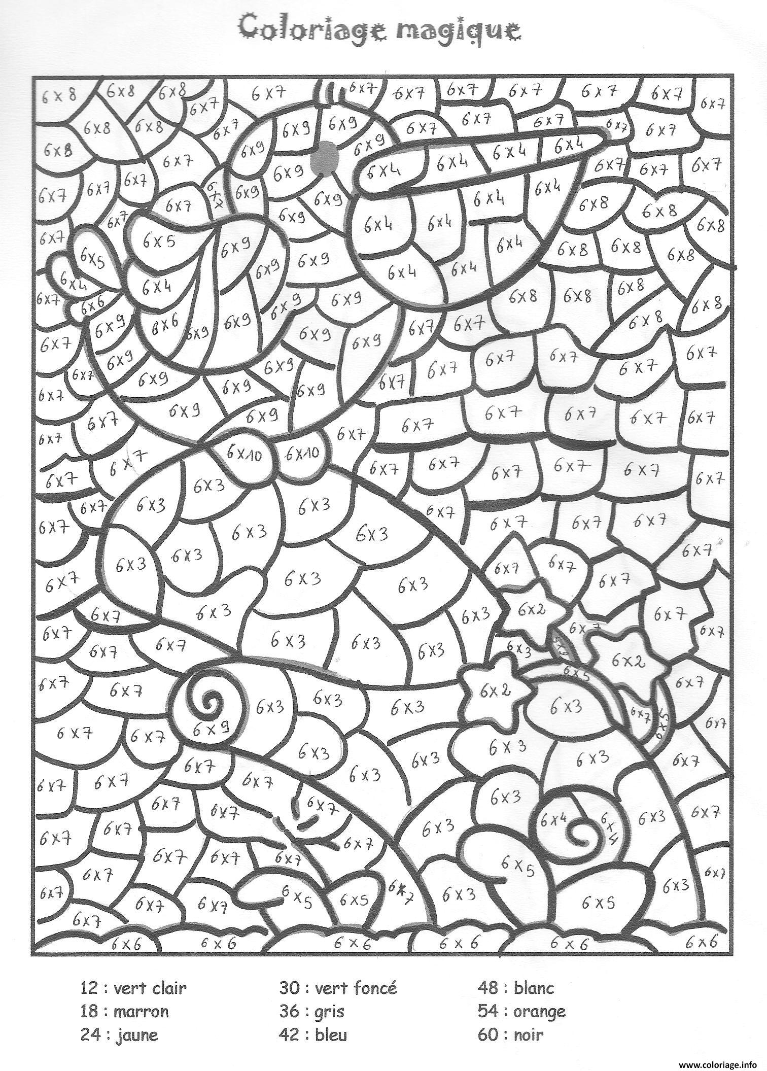 Coloriage Magique Mathematique Multiplication Dessin Magique À Imprimer intérieur Ce1 Coloriage Magique Multiplication