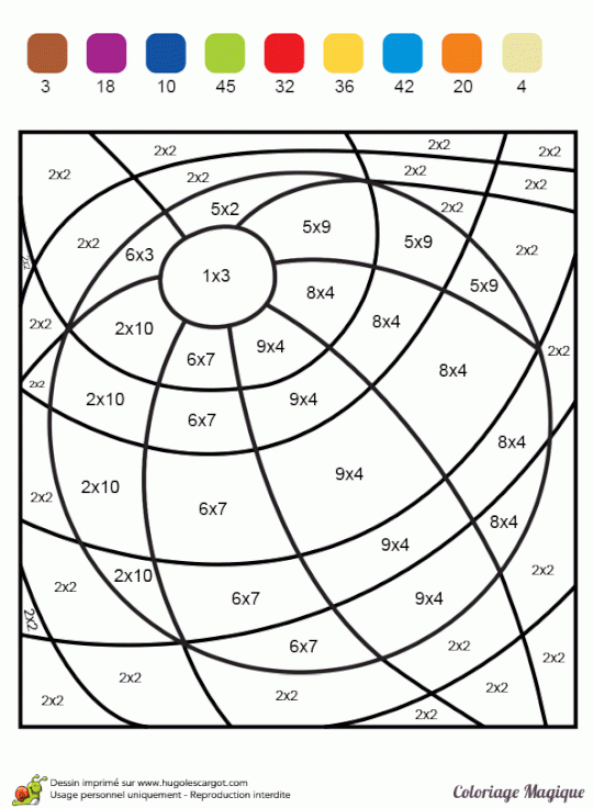 Coloriage Magique Multiplication, Un Ballon De Plage | School Coloring à Hugo L'Escargot 4Eme