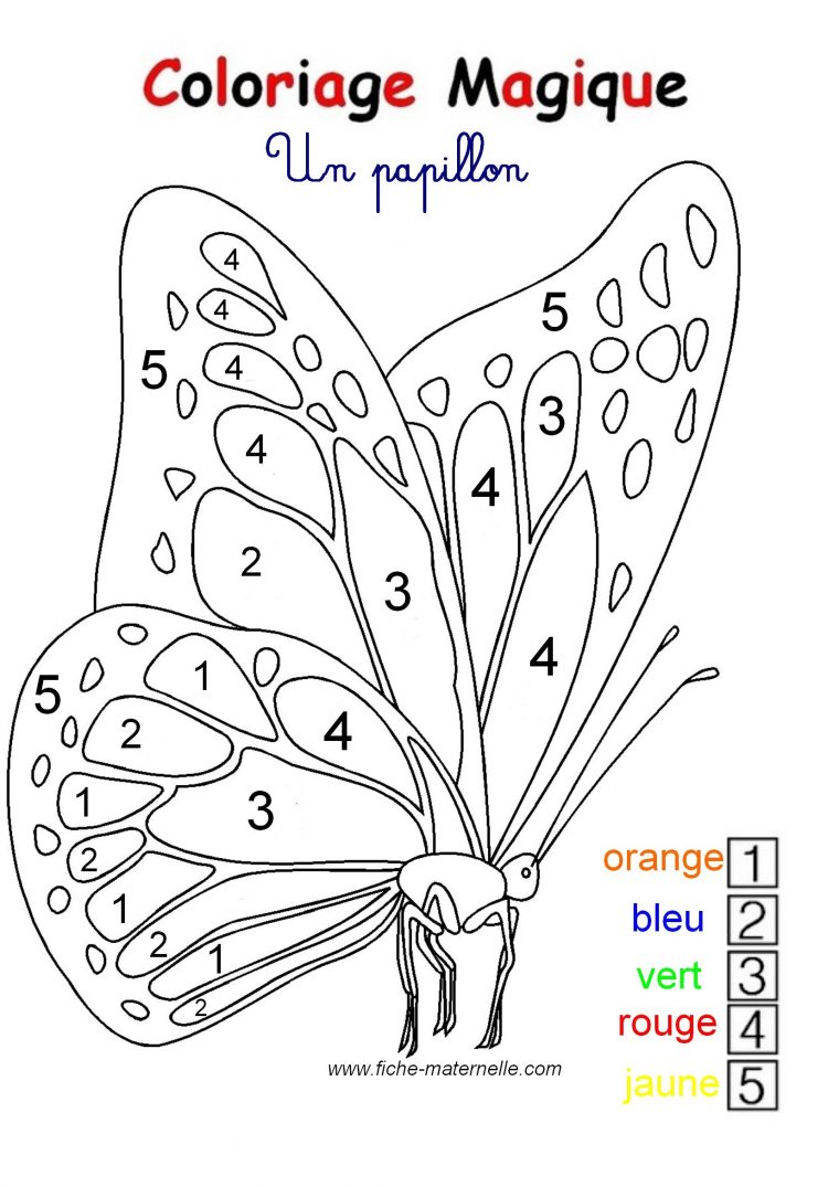 Coloriage Magique Pour Les Plus Petits : Un Papillon | Coloriage avec Coloriage Numéroté En Ligne