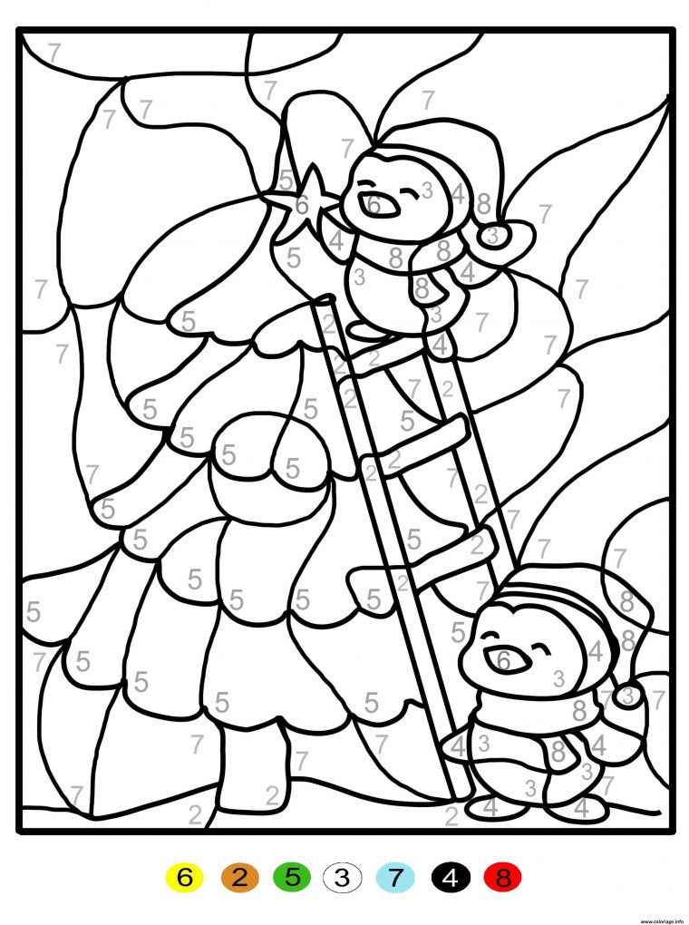 Coloriage Magique Sapin De Noel Chiffre Numero Maternelle Dessin intérieur Coloriage Magique Été