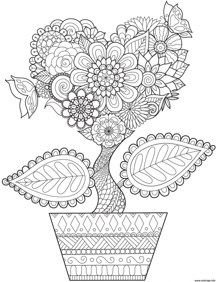 Coloriage Mandala Adulte Pot De Fleurs Petit Arbre Nature Dessin Adulte destiné Coloriage Krokmou Mandala