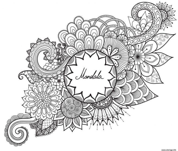 Coloriage Mandala Fleurs Et Vegetations Anti Stress Par Bimbimkha tout Coloriage Mandala Loup À Imprimer