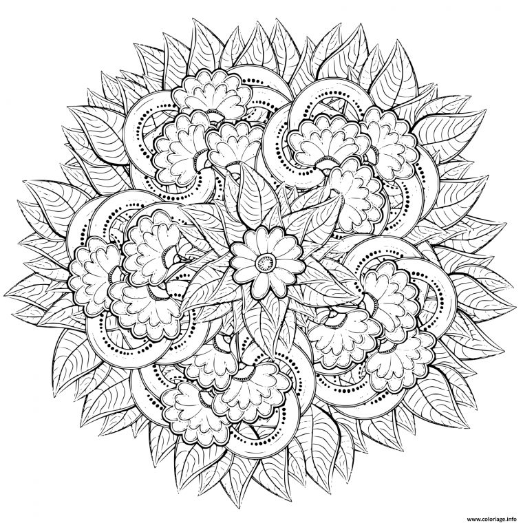 Coloriage Mandala Fleurs Pour Adulte Nature Dessin Fleurs À Imprimer tout Dessin A Colorier Adulte