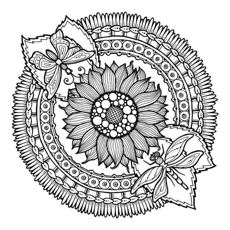 Coloriage Mandala Gratuit Luxe Stock Mandala Tournesol Et Papillons pour Coloriage Mandala Jardin