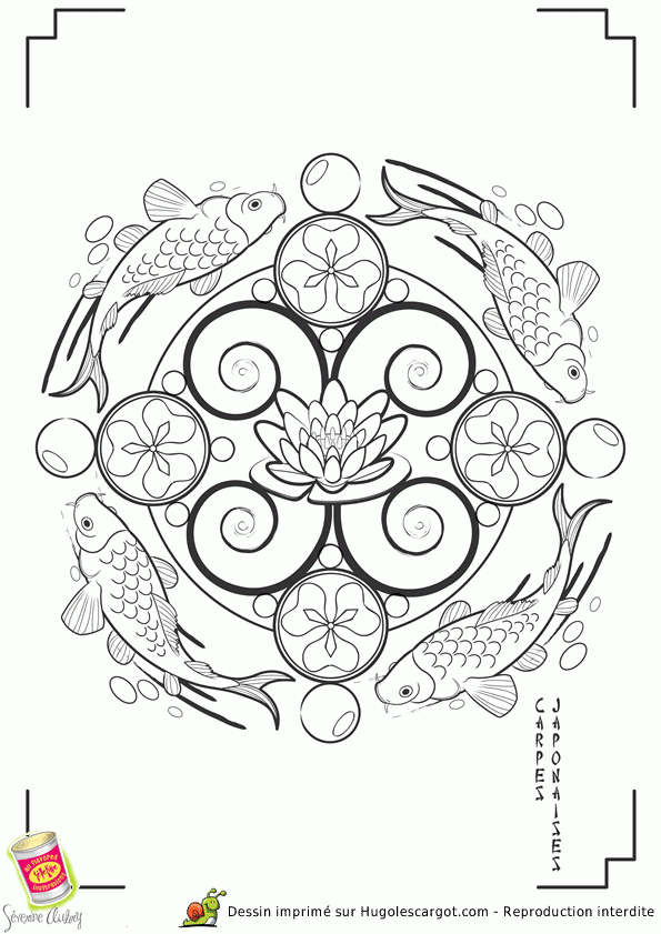 Coloriage Mandala Japon Carpes Sur Hugolescargot tout Jeu Jeu Jeu De Coloriage Mandala