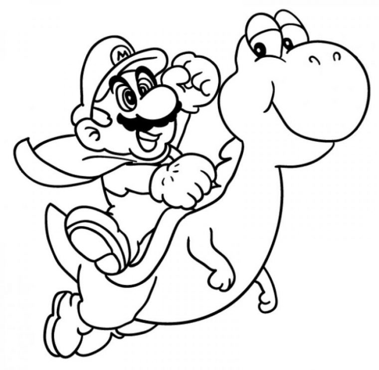 Coloriage Mario Yoshi À Imprimer dedans Dessin Yoshi