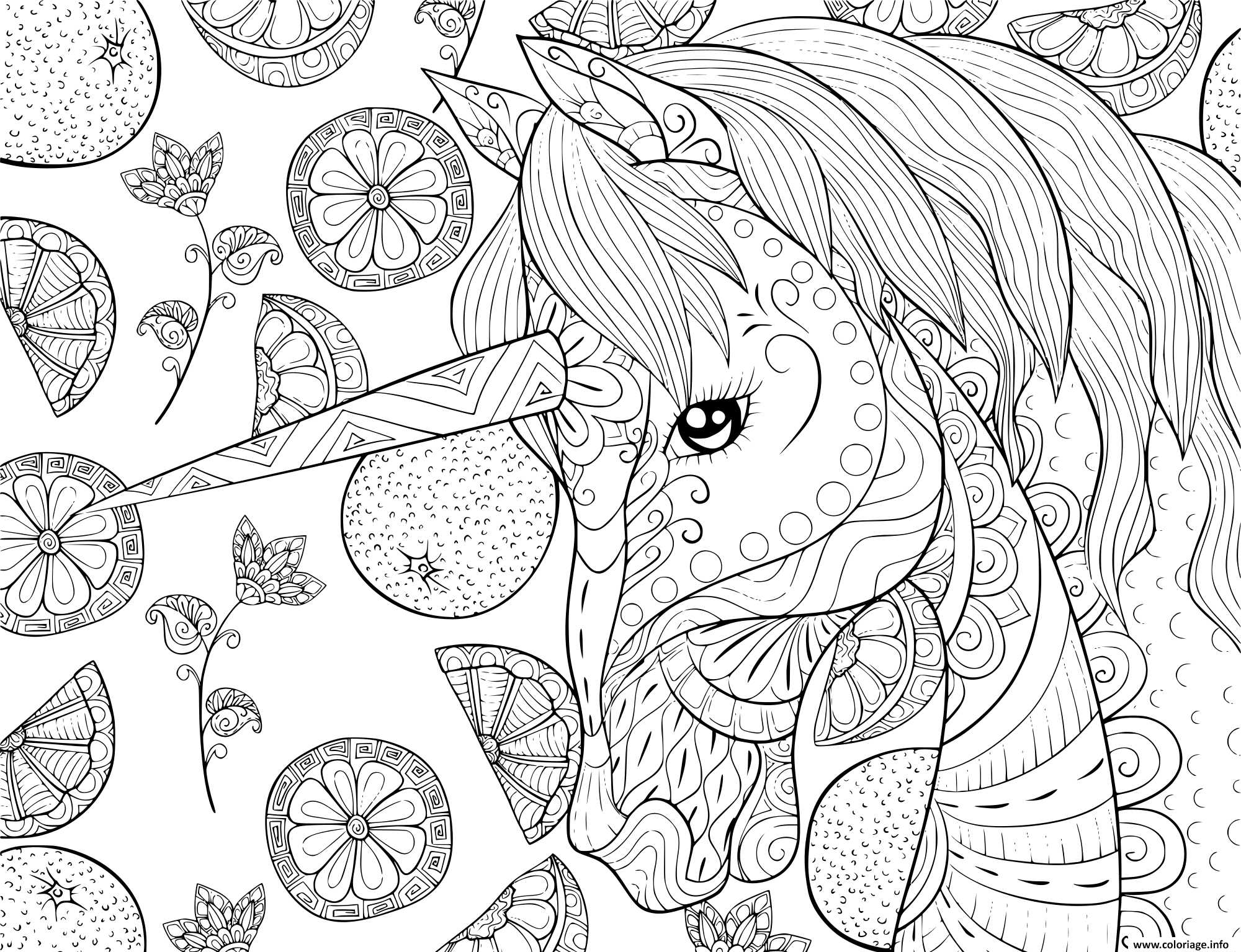 Coloriage Mignonne Licorne Pour La Detente Illustration Style Art Zen concernant Coloriage En Ligne Pour Adulte